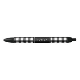 Personalized Black and White Buffalo Check Pen