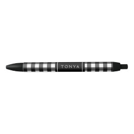 Personalized Black and White Buffalo Check Pen