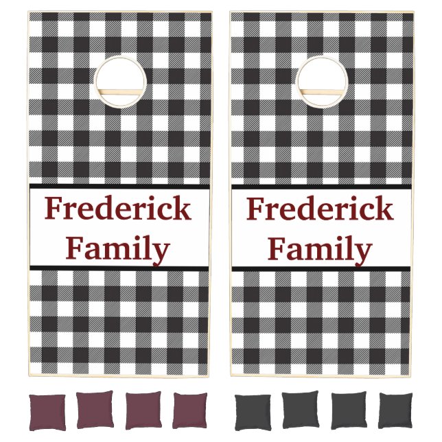 Personalized Black and White Buffalo Plaid Cornhole Set (Set)
