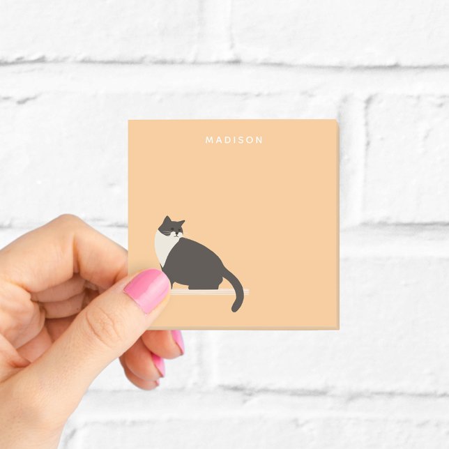 Personalized Black and White Cat Orange  Post-it Notes (Creator Uploaded)