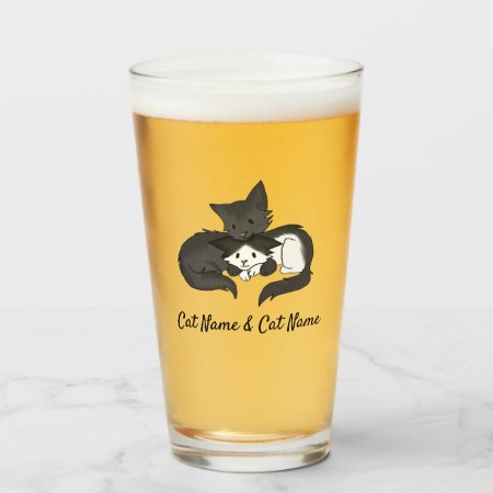 Personalized Black And White Cats Glass