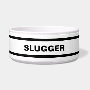 Personalized Black and White Ceramic Pet Bowl