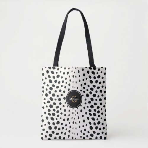 Personalized Black And White Cheetah Animal Print Tote Bag