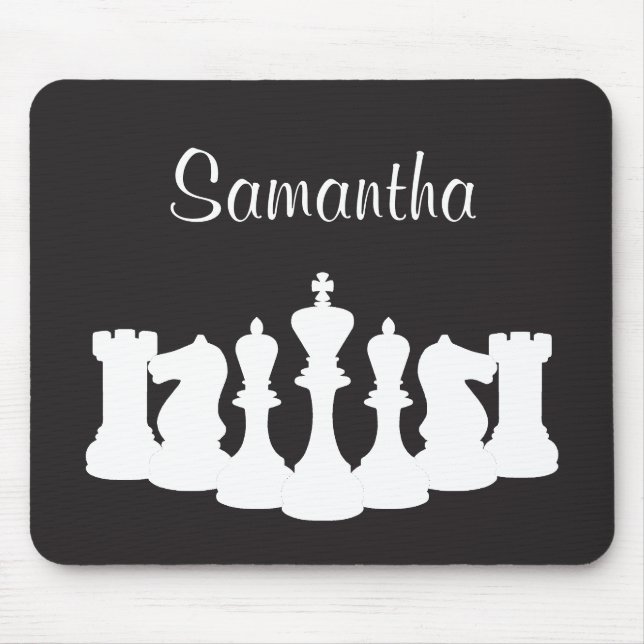 Personalized Black and White Chess Mousepad (Front)