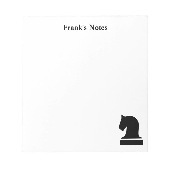 Personalized black and white chess writing memo notepad (Front)