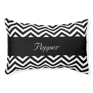 Personalized Black and White Chevron Pet Bed