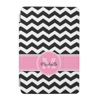 Personalized Black And White Chevron With Monogram Ipad Mini Cover by weddingsNthings at Zazzle