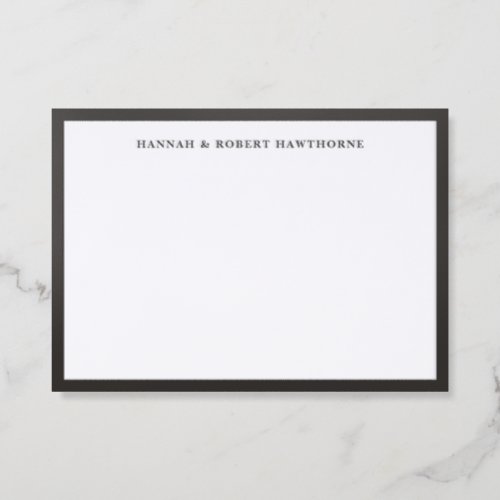 Personalized Black and White Classic Elegant Letterpress Photo Cards