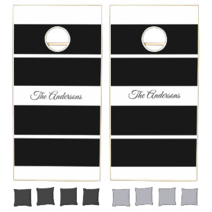 Personalized Black and White Corn Hole Game