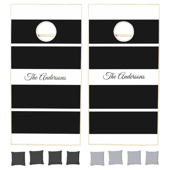 Personalized Black and White Corn Hole Game (Set)