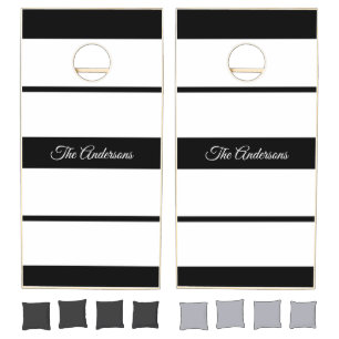Personalized Black and White Corn Hole Game