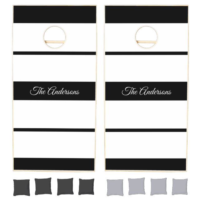 Personalized Black and White Corn Hole Game (Set)