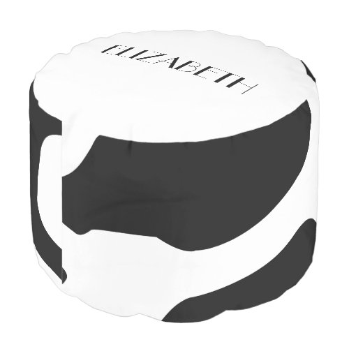 Personalized Black and White Cow Print Pouf