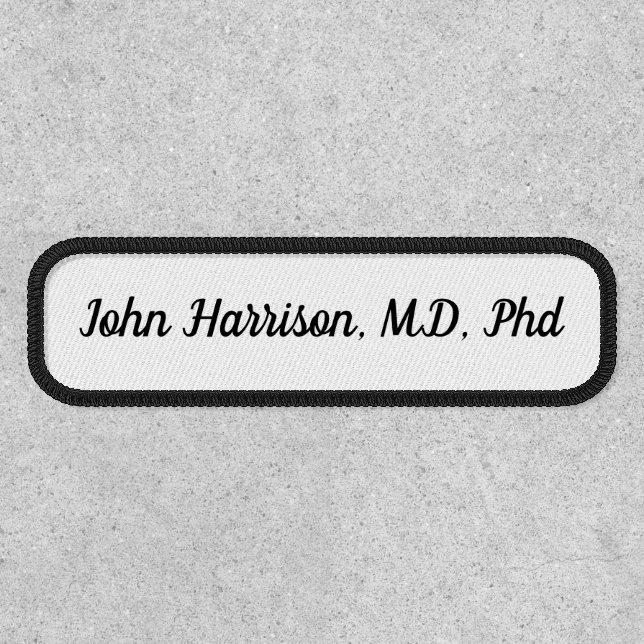 Personalized black and white custom name text patch (Front)