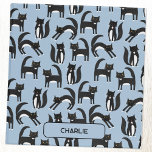 Personalized Black and White Cute Tuxedo Cat 3 Ring Binder<br><div class="desc">Lots of lovely little black and white Tuxedo cats on a blue background.  Purrfect for animal lovers. Original art by Nic Squirrell. Change the name to personalize.</div>