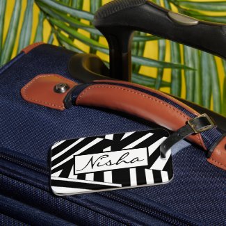 Personalized Black and White Diagonal Stripes