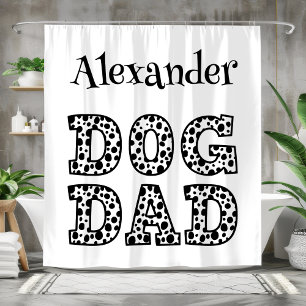 Personalized Black and White Dog Dad Shower Curtain