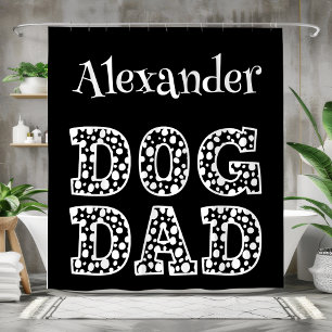 Personalized Black and White Dog Dad Shower Curtain
