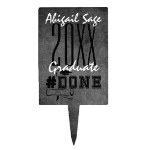 Personalized Black and White #DONE Graduation Cake Topper