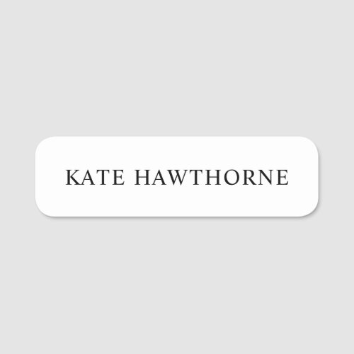 Personalized Black and White Elegant Minimalist Name Tag