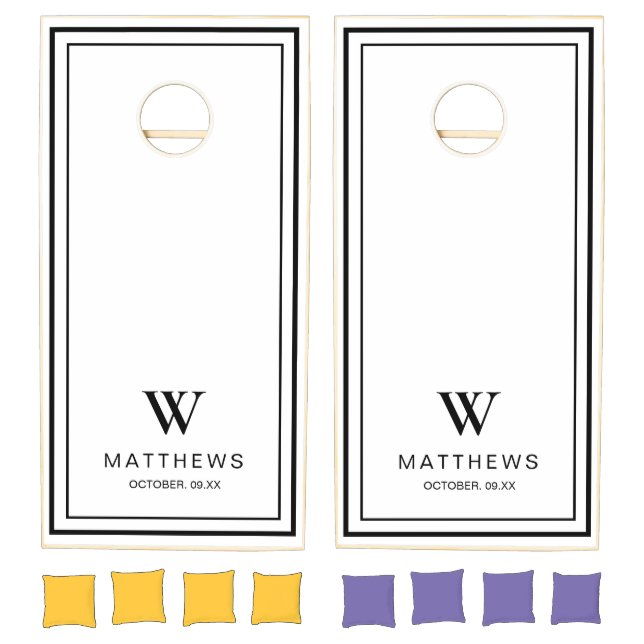 Personalized black and white family  cornhole set (Set)