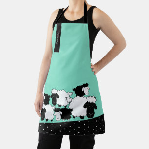 Personalized Black and White Flock of Sheep Apron