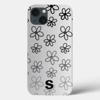 personalized black and white floral phone case
