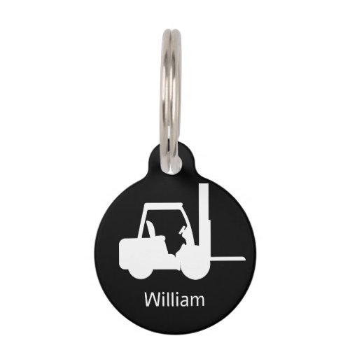 Personalized Black and white Forklift Keychain Pet ID Tag