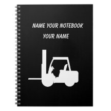 Personalized Black and white Forklift  Notebook