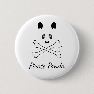 Personalized Black and White Funny Pirate Panda Button