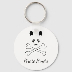 Personalized Black and White Funny Pirate Panda Keychain