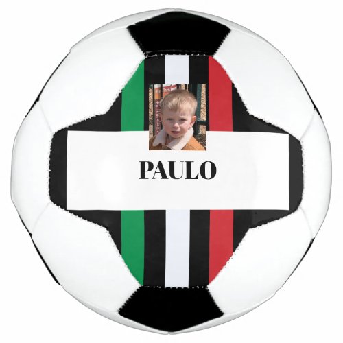 Personalized black and white gift for kids soccer ball
