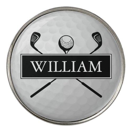 Personalized Black And White Golf Ball Classic Golf Ball Marker