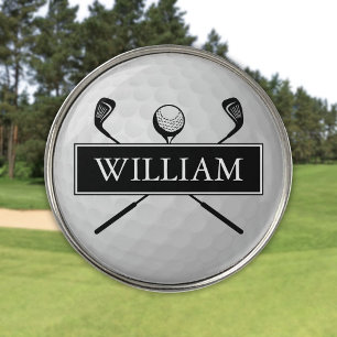 Personalized Black And White Golf Ball Classic Golf Ball Marker