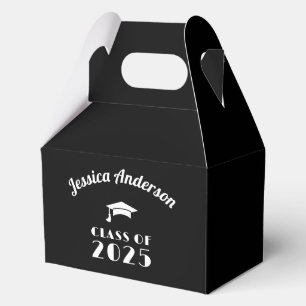 Personalized Black and White Graduation  Favor Boxes