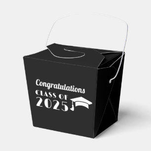 Personalized Black and White Graduation Favor Boxes