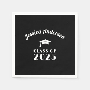 Personalized Black and White Graduation  Napkins