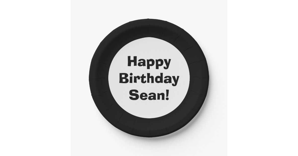 Personalized Black and White Happy Birthday Paper Plates Zazzle