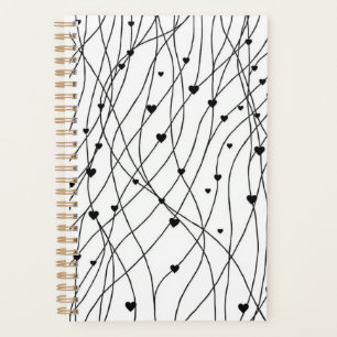Personalized Black and White Heart Planner