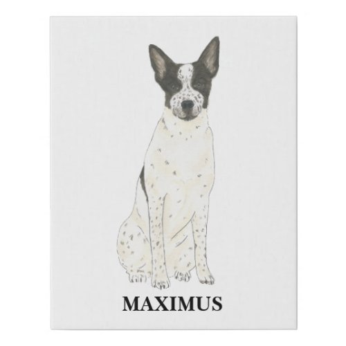 Personalized Black and White Heeler Cattledog Faux Canvas Print