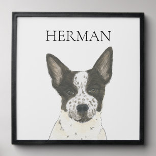 Personalized Black and White Heeler Cattledog Peel And Stick Photo Tile