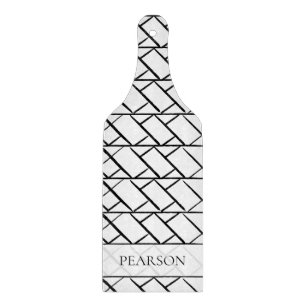 Personalized Black and white herringbone stroke Cutting Board
