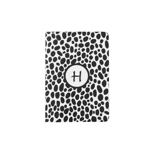 Personalized Black and White Initial Passport Holder (Front)