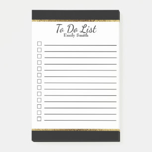 Personalized Black and White Lined To Do List Post-it Notes