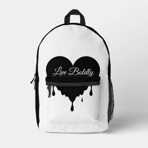 Personalized black and white live boldly printed backpack