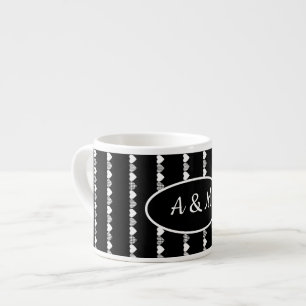Personalized Black and White Love Hearts Pattern Espresso Cup