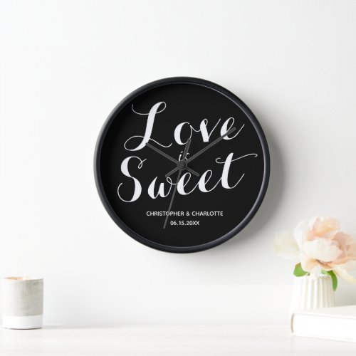 Personalized Black and White Love is Sweet Clock