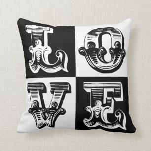 Personalized Black and White Love Throw Pillow