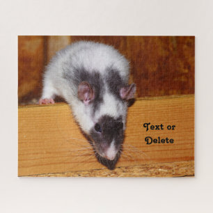 Personalized Black and White Masked Pet Rat Jigsaw Puzzle