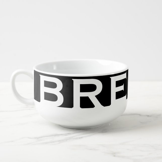 Personalized Black and White Modern Chic  Soup Mug (Right)